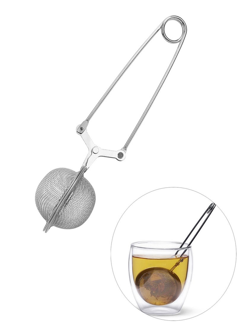 1 Pcs Stainless Steel Loose Leaf Tea Infuser, Handle Secure Locking Mesh Snap Ball Strainer  - Image 1