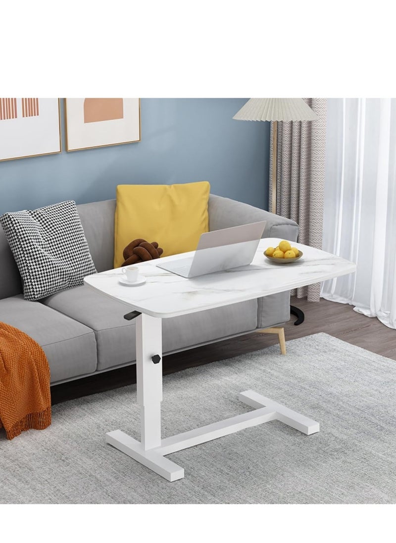 TRASSLE Overbed Bedside Table with Rolling Wheels 80x40x89.5cm C Shape Side Table Adjustable Height Hospital Bed End Table Sofa Large Laptop Side Table for Couch, Living Room  - Image 1