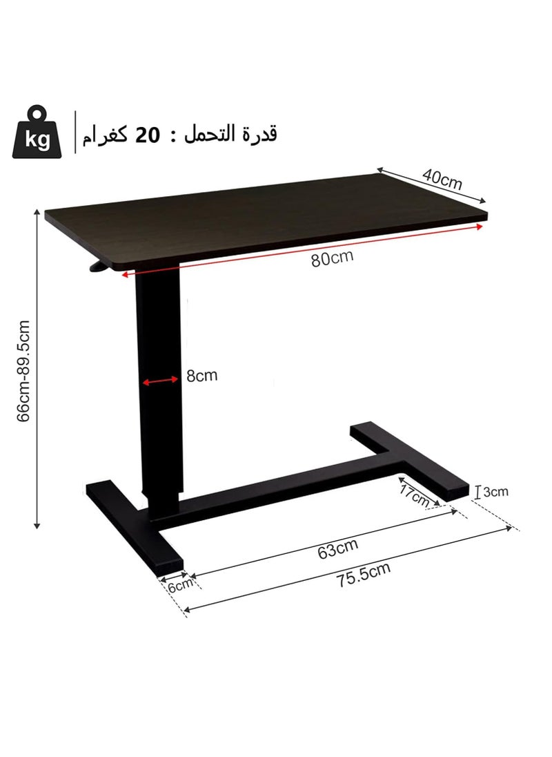 TRASSLE Overbed Bedside Table with Rolling Wheels 80x40x89.5cm C Shape Side Table Adjustable Height Hospital Bed End Table Sofa Large Laptop Side Table for Couch, Living Room  - Image 3