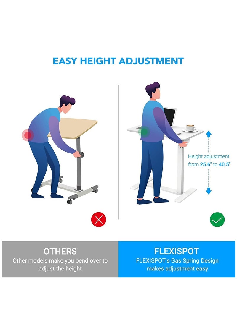 TRASSLE Overbed Bedside Table with Rolling Wheels 80x40x89.5cm C Shape Side Table Adjustable Height Hospital Bed End Table Sofa Large Laptop Side Table for Couch, Living Room  - Image 5
