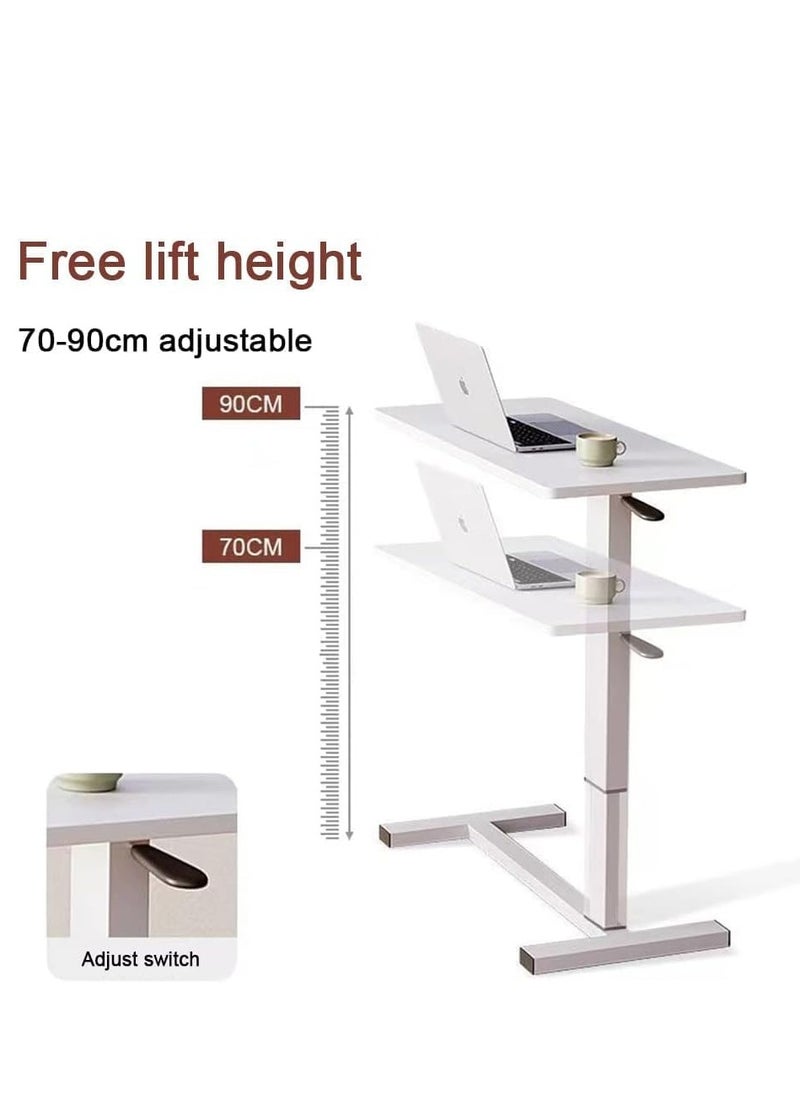 TRASSLE Overbed Bedside Table with Rolling Wheels 80x40x89.5cm C Shape Side Table Adjustable Height Hospital Bed End Table Sofa Large Laptop Side Table for Couch, Living Room  - Image 2