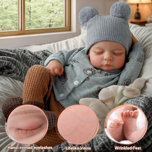 ADFO Lifelike Reborn Baby Dolls Silicone Full Body Boy - 17-Inch Soft Body Realistic-Newborn Full Body Vinyl Real Life Baby Dolls with Toy Accessories for Kids Age 3 4 5 6 7 + - Image 4