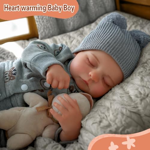 ADFO Lifelike Reborn Baby Dolls Silicone Full Body Boy - 17-Inch Soft Body Realistic-Newborn Full Body Vinyl Real Life Baby Dolls with Toy Accessories for Kids Age 3 4 5 6 7 + - Image 3