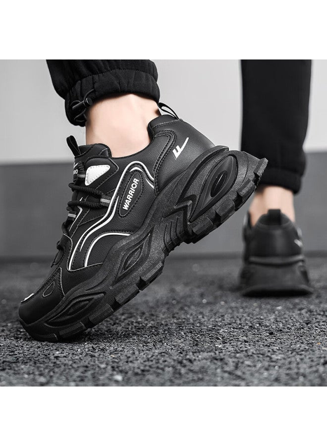 Pull Back Warrior Men's Dad Sneakers Spring New Thick Sole Height Increasing Casual Shoes Wxy5316 Black Size 42 - Image 2