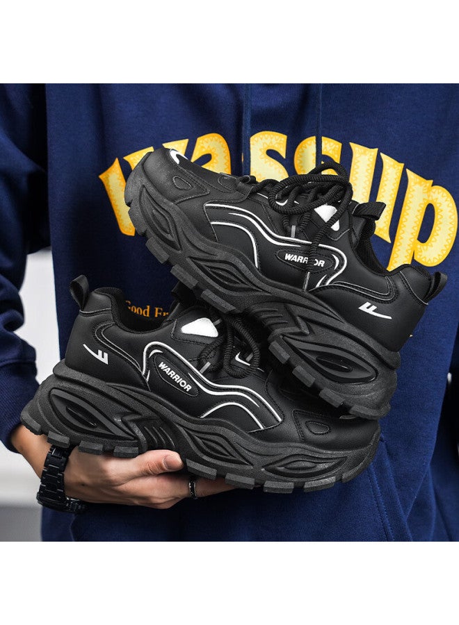 Pull Back Warrior Men's Dad Sneakers Spring New Thick Sole Height Increasing Casual Shoes Wxy5316 Black Size 42 - Image 5