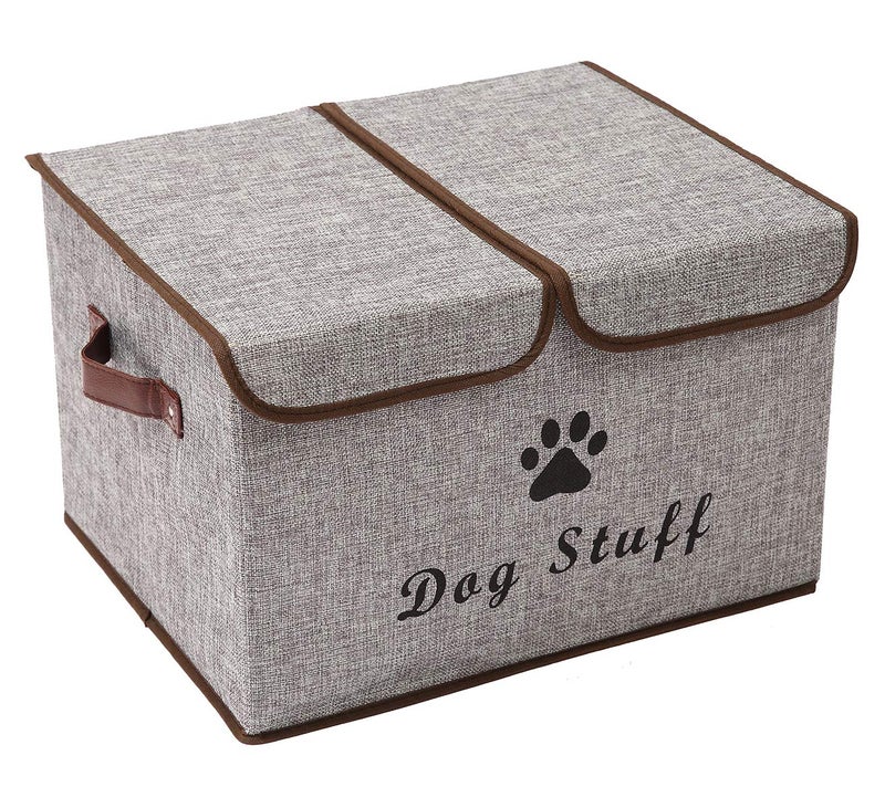 Morezi Dog toy box with lid dog storage organizer perfect basket for dog toys living room, playroom, closet, home organization and storage - LightGray - Image 1