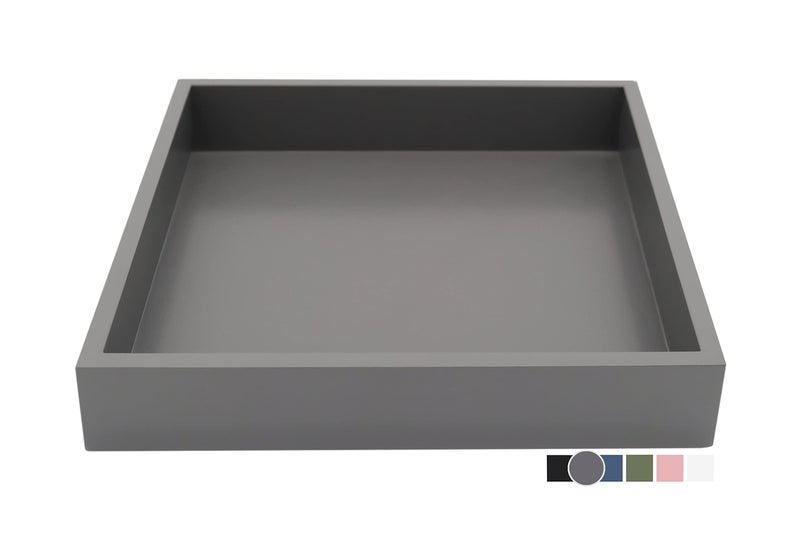 Montecito Home  10x10 Small Square Wood Decorative Tray for Office Ottoman Bathroom Entry Remote Controls Countertop Organizer Candle Tray  Twilight Blue