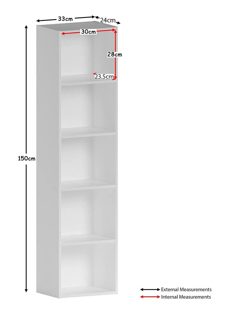 MODERN HOME - Bookcase and accessory Display Unit of wood 5Tier white - Image 1