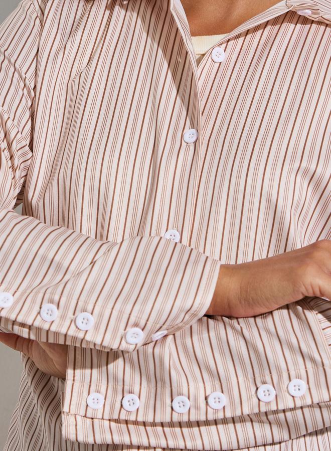 Styli Striped Long Sleeve Oversized Shirt - Image 3