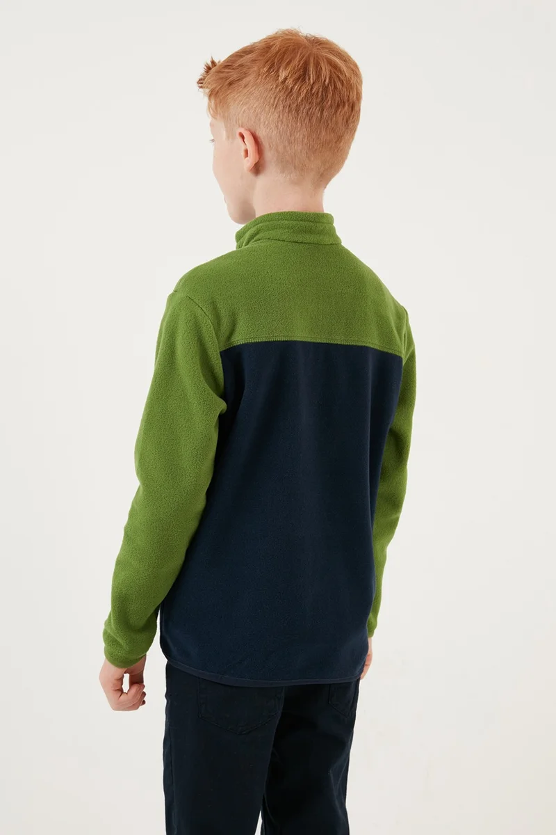 ليلا Soft Textured Half Zipper Color Block Stand Collar Fleece Unisex Children's Fleece 5905004