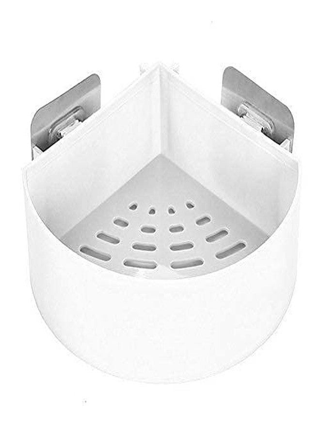ELEXIQ Corner Storage Organizer Bathroom Shelves Shelf Storage with Soap Holder Rack Adhesive Shower Caddy Wall Holder Wall Mount for Bathroom Kitchen (White) - Image 2