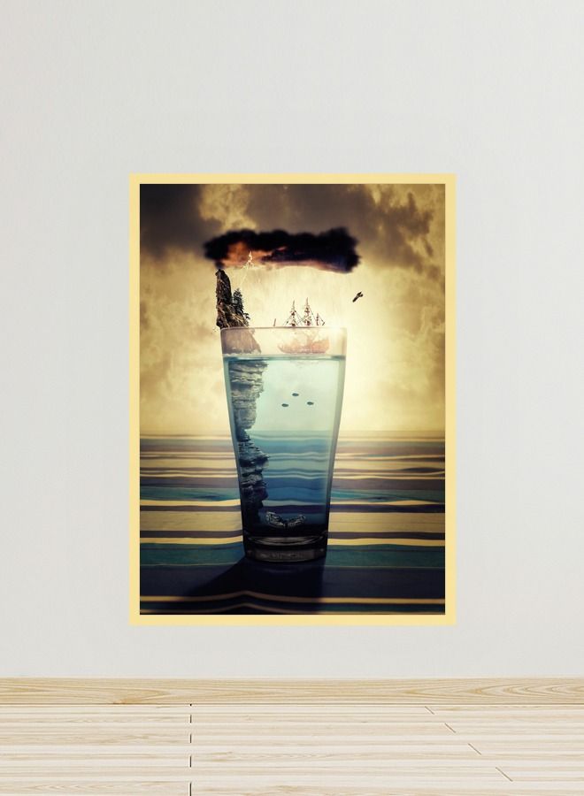 Marktna Canvas Wall Art For Wall Decoration, Modern Design, With A Hollow Golden Frame, Size (120x80), One Piece - Image 1