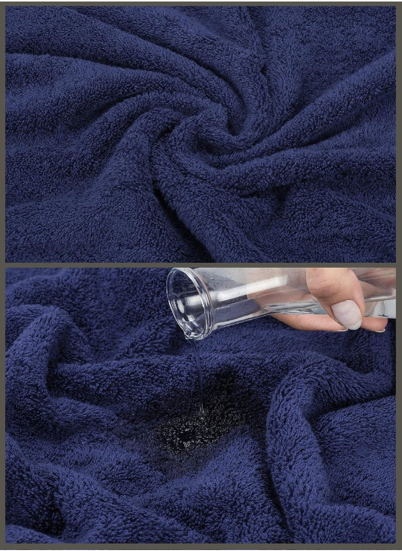 Bukela - 3 Pcs Luxury Bath Towels Set, Combed Cotton Bathroom Towels, Lint Free Soft Absorbent, 1* Bath Towel, 1* Hand Towel, 1* Face Towel(Deep Blue) - Image 1