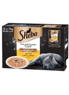 Sheba Fine Wet Cat Food Pouch Tuna With Pumpkin & Carrot In Gravy 70G X 12  - Image 1