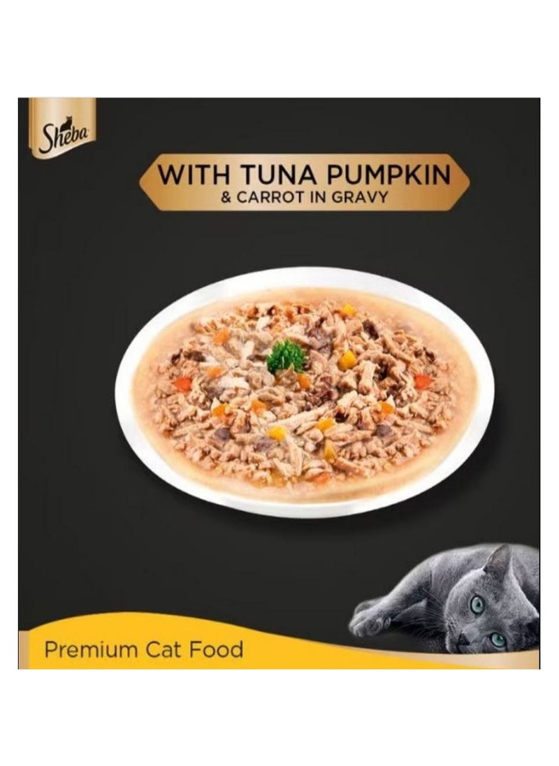 Sheba Fine Wet Cat Food Pouch Tuna With Pumpkin & Carrot In Gravy 70G X 12  - Image 2
