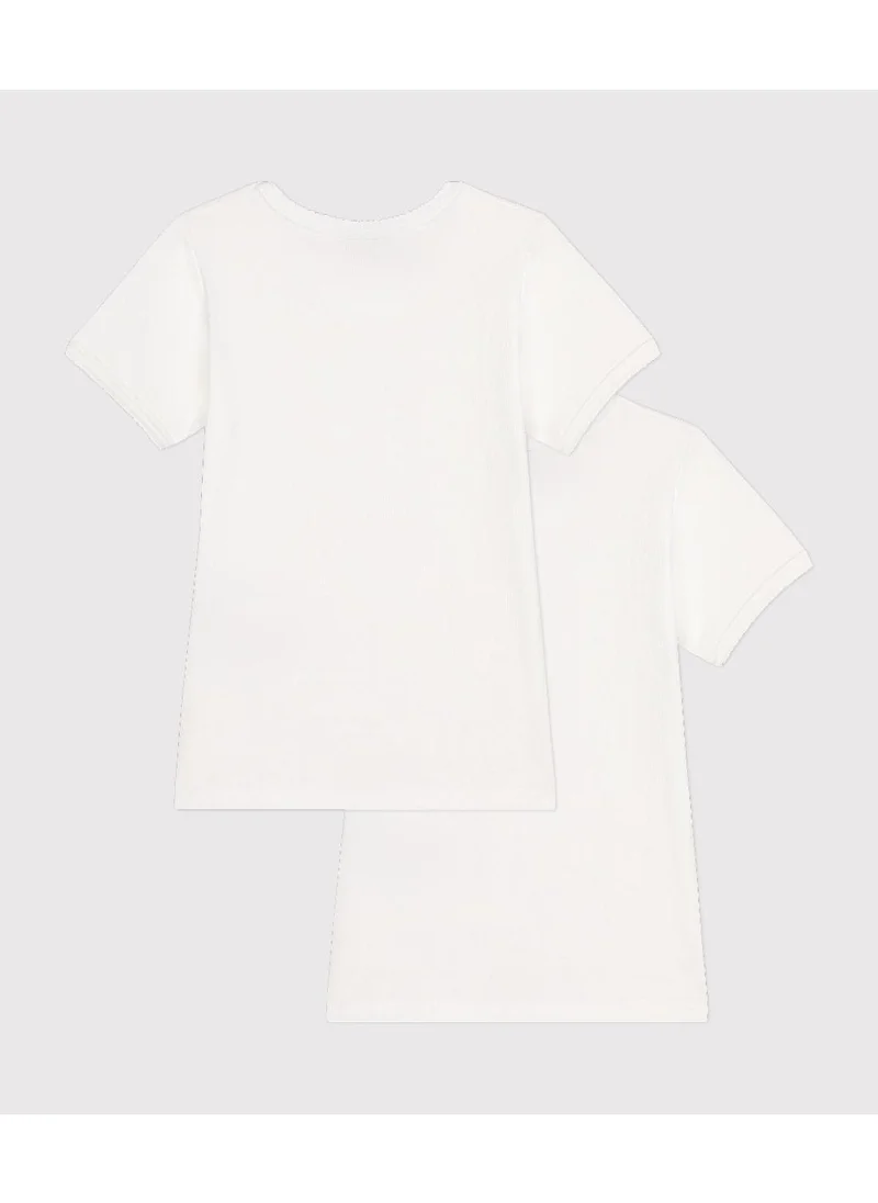 Petit Bateau Girls' White Short-Sleeved T-Shirt - 2-Pack