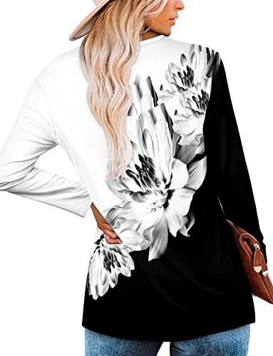 ROSELINLIN Blouses for Women Long Sleeve Tunic Top for Leggings Pullover Black White XL - Image 4