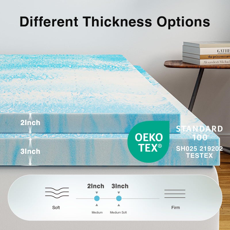 Novilla Memory Foam Mattress Topper Queen - 2 Inch Cooling Gel Infused Memory Foam | Slow-Rebound Pressure Relief | CertiPUR Certified | Comfort for Sleeper Sofa, RV, Camper, Dorm Room - Image 3