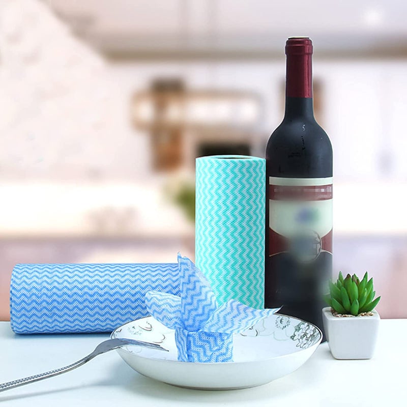 PIRU Kitchen Roll Kitchen Tissue roll Cleaning Wipes Washable & Reusable Quick Dry Dish Towels for Home & Kitchen Cleansing Super Absorbent Soft & Hygienic - 80 PULLS IN EACH ROLL (3) - Image 5