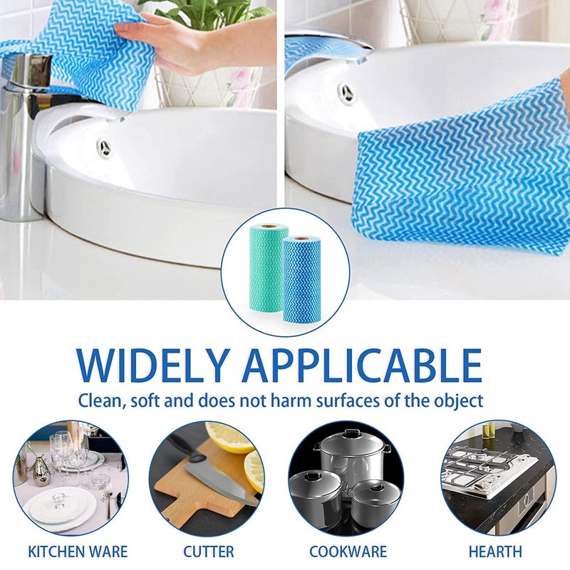 PIRU Kitchen Roll Kitchen Tissue roll Cleaning Wipes Washable & Reusable Quick Dry Dish Towels for Home & Kitchen Cleansing Super Absorbent Soft & Hygienic - 80 PULLS IN EACH ROLL (3) - Image 2