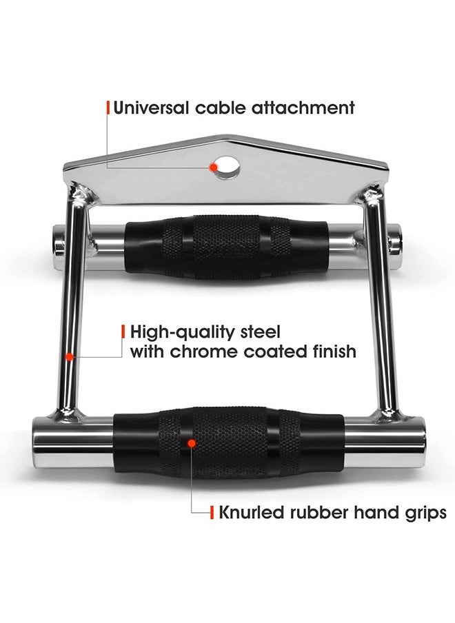 Double D Row Handle Cable Attachment - V Bar Cable Attachment with Non Slip Handle, Lat Pull Down Attachment for Weight Workout, Exercise Cable Attachment for Gym
