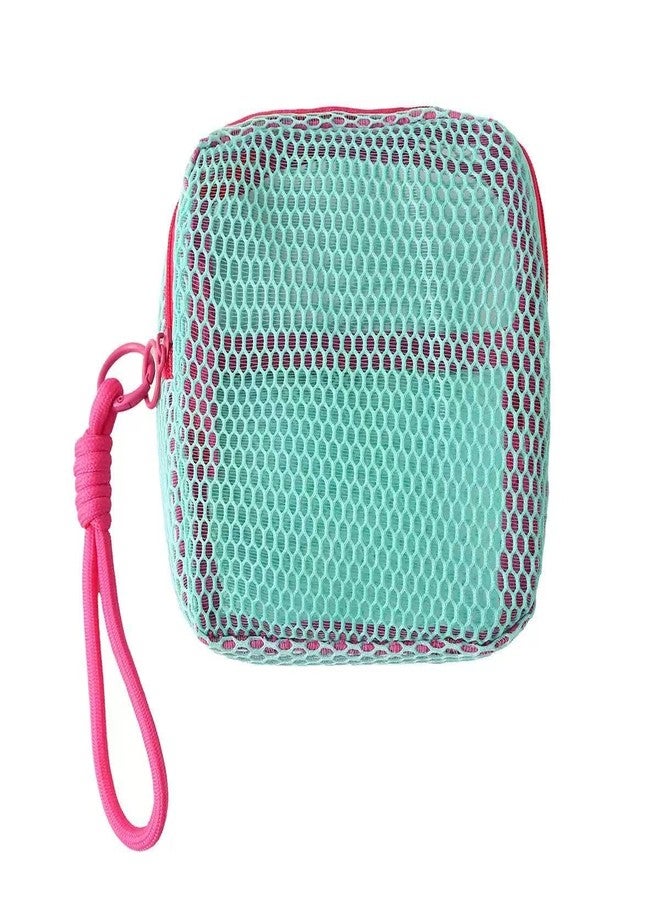 JOJO essentials Mesh Organizer Pouch with Wrist Strap - Lightweight Zipper Bag for Sanitary Pads, Lipstick, Earphones, Coins, Travel Medicine & Cable - Small Storage for Handbag & Backpack (Green) - Image 1