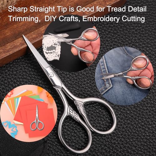 HITOPTY Small Precision Scissors, 3.5inch Stainless Steel Multi-Purpose Vintage Beauty Grooming Kit for Facial Hair, Eyebrow, Eyelash, Beard, Moustache with PU Sheath - Image 5