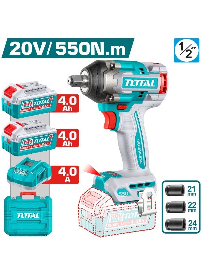 TOTAL Cordless impact wrench 20V 1/2Inch TIWLI2055 - Image 1