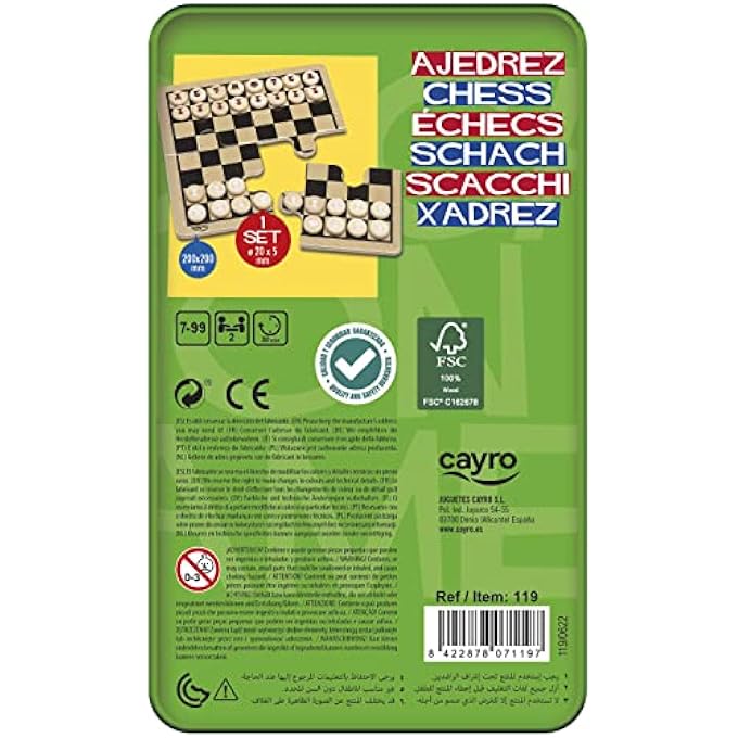 cayro Chess  From 5 Years  Metal Box  Triple Educational Table Game for Children and Adults  Board 12 x 195 x 5 cm  Ideal for 2 Players - Image 3