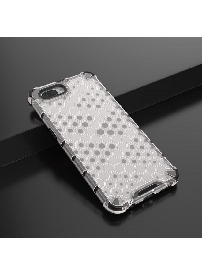 Case For Oppo A3s / Oppo A5   , -   Brushed Dual Protective Shockproof Case - With Ultra Protection For Camera - Black Edges Transparent Beehive Back - Image 2