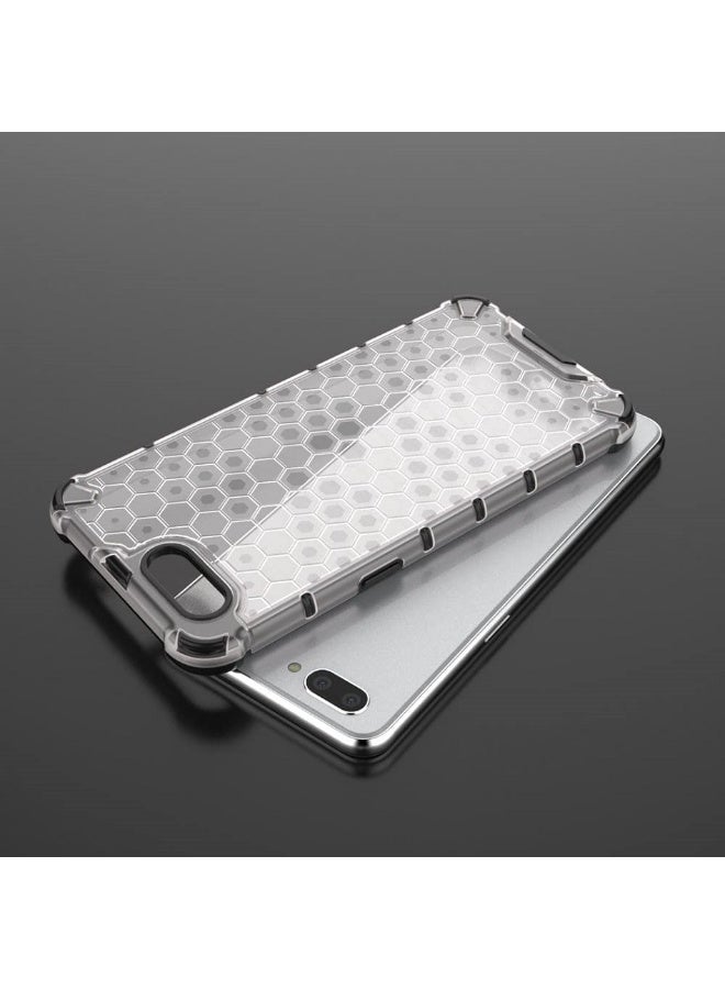 Case For Oppo A3s / Oppo A5   , -   Brushed Dual Protective Shockproof Case - With Ultra Protection For Camera - Black Edges Transparent Beehive Back - Image 4