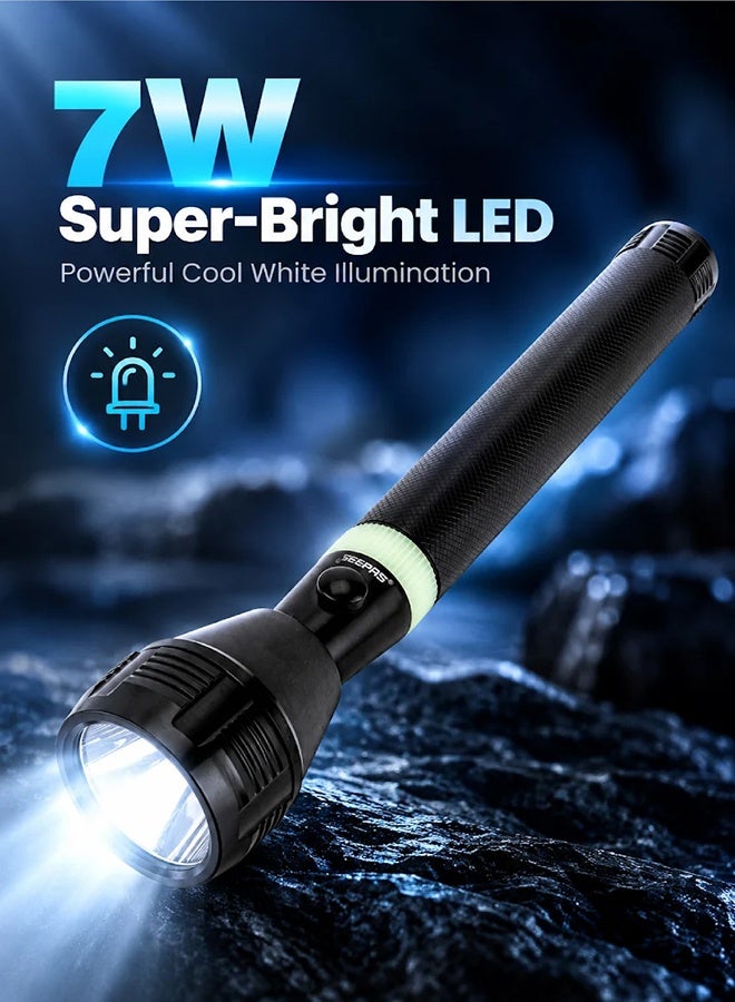 جيباس كشاف LED 3 في 1 قابل لإعادة الشحن، هيكل من الألومنيوم CREE LED مع بطارية Ni-Cd منفوخة بالمطاط GFL4622N أسود 26.5 سم أسود - Image 5