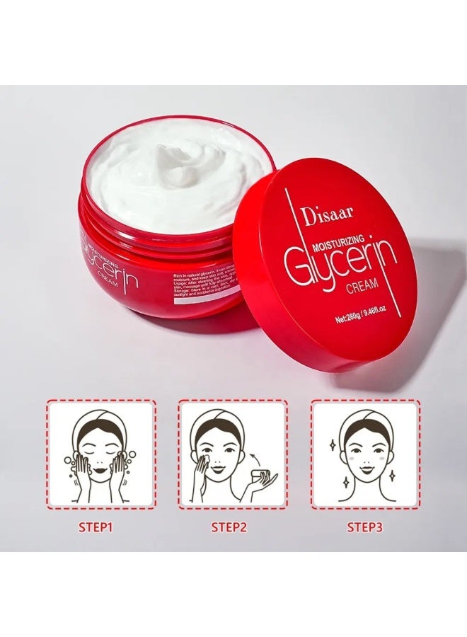 Disaar كريم الجلسرين المرطب 280 جرام - مرطب طبيعي يدوم طويلاً - كريم تبييض الوجه - كريم جلسرين فائق الترطيب - كريم جلسرين سميك وناعم وحريري للوجه - Image 2