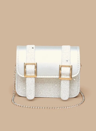 Flora Bella By Shoexpress Buckle Detail Crossbody Bag with Chain Strap and Magnetic Closure