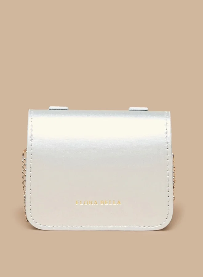 Flora Bella By Shoexpress Buckle Detail Crossbody Bag with Chain Strap and Magnetic Closure