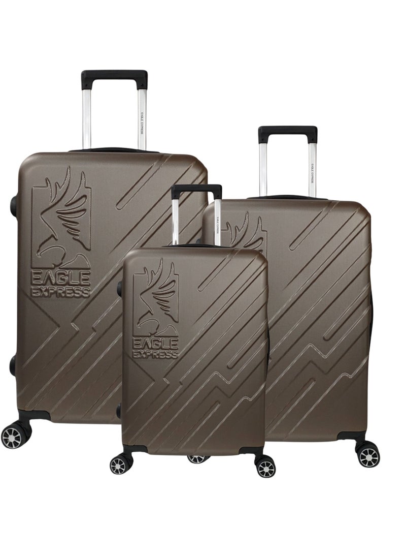 Eagle Express ROBUST ABS HARD TROLLEY 20,24,28 inch 3 Piece Set BROWN  - Image 1