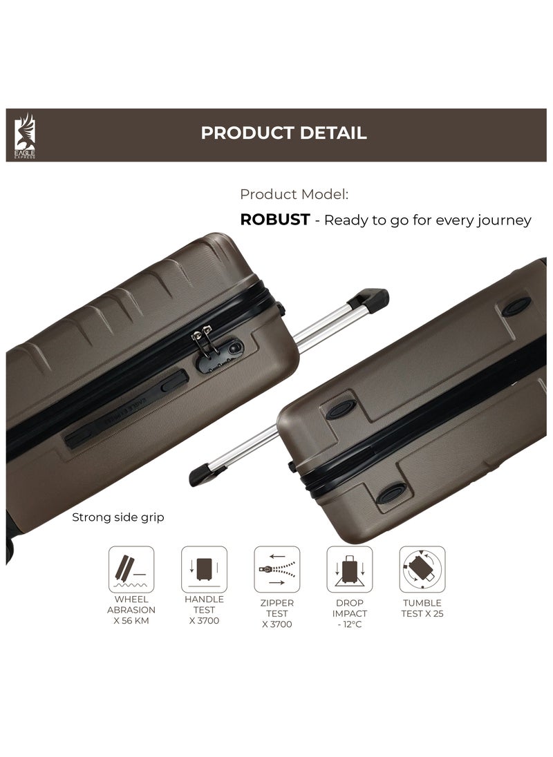 Eagle Express ROBUST ABS HARD TROLLEY 20,24,28 inch 3 Piece Set BROWN  - Image 4
