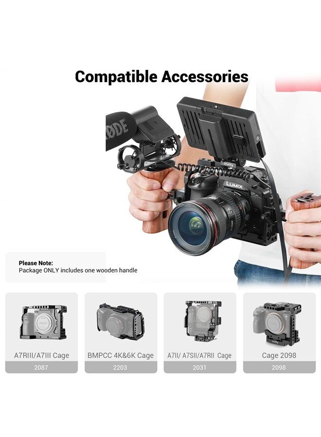 SmallRig Universal Side Wooden NATO Handle Grip DSLR Camera Cage w/Cold Shoe Mount Built-in Wrench, Threaded Holes – 2187