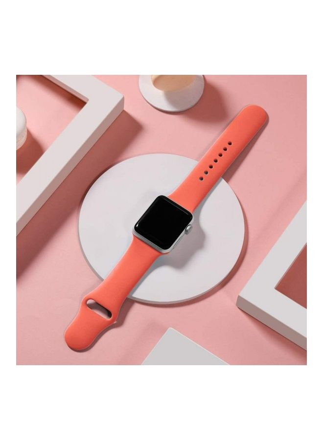 NIBEMINENT Silicone Replacement Band For Apple Watch 42/44mm Apricot - Image 5