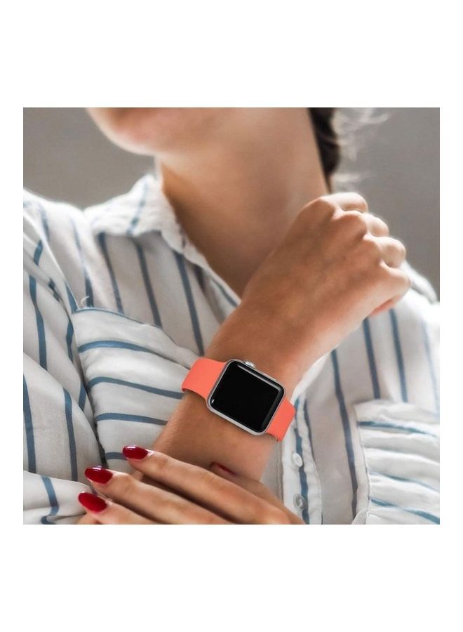 NIBEMINENT Silicone Replacement Band For Apple Watch 42/44mm Apricot - Image 4