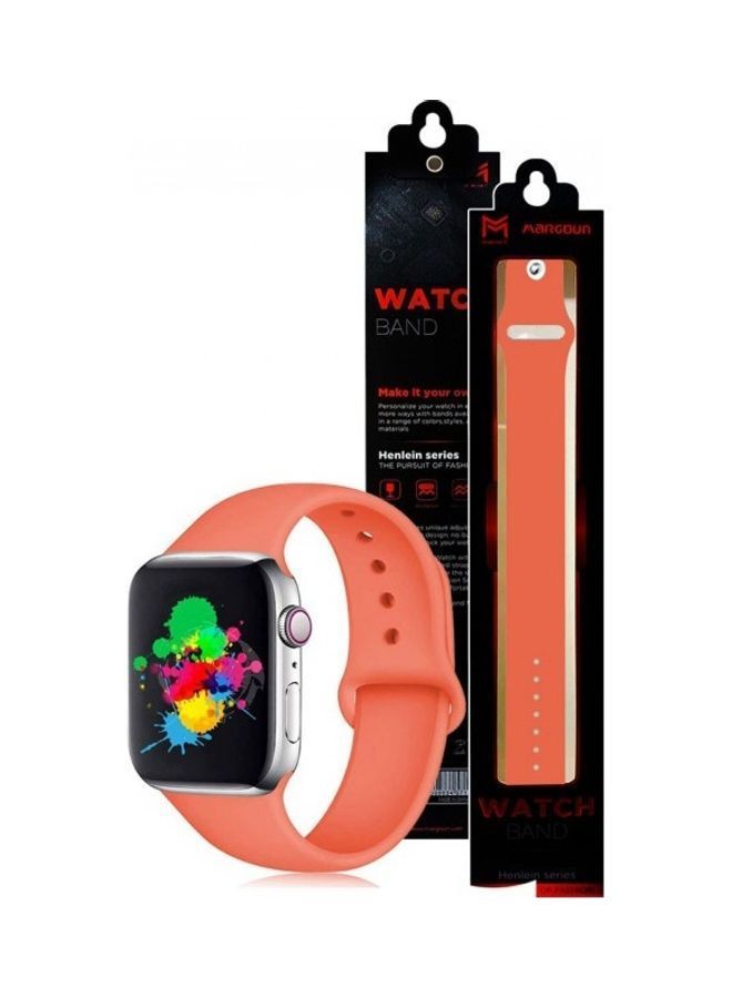 NIBEMINENT Silicone Replacement Band For Apple Watch 42/44mm Apricot - Image 2