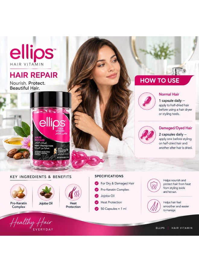 Ellips Hair Vitamin Hair Repair Heat Protection With Pro-Keratin Complex, 50 x 1ml Capsules - Image 2