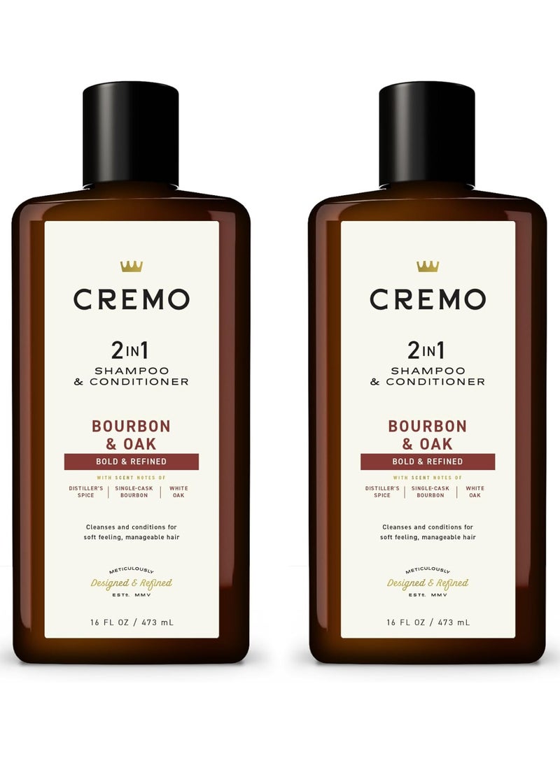 كريمو شامبو وبلسم 2 في 1 من بوربون آند أوك باربر، 16 أونصة سائلة، عبوة من قطعتين - Image 1