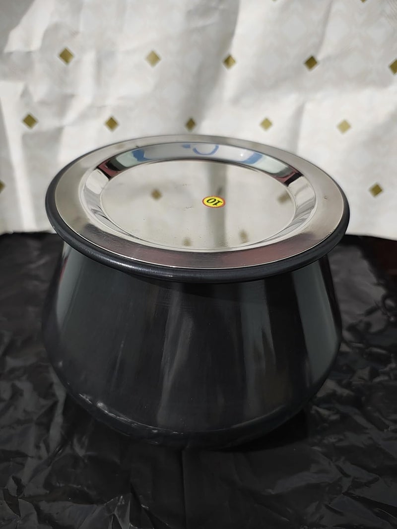 FLIXBLOOM FLIXBLOOM Special Hard Anodised 25 Litre Deep Kitchen Container for MilkLassi Buttermilk Ghee DahiSharbatGravy etc Biryani Pot Handi Black with Stainless Steel Lid Store Serve  - Image 3