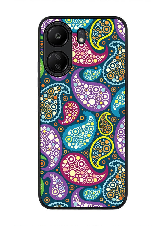 Stylizedd Rugged Black edge case for Xiaomi Poco C65, Slim fit Soft Case Flexible Rubber Edges Anti Drop TPU Gel Thin Cover- Indian Summer - Image 1