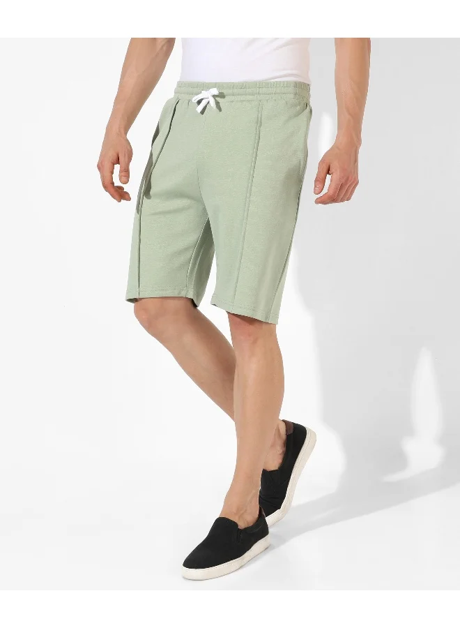 Campus Sutra Men's Solid Sage Green Regular Fit Casual Shorts