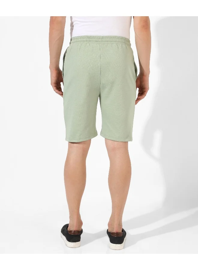Campus Sutra Men's Solid Sage Green Regular Fit Casual Shorts