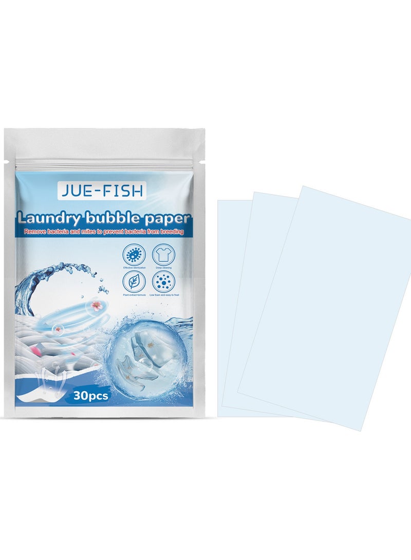JUE-FISH 30 Pcs Laundry Bubble Paper Cleaning And Stain Removing Concentrated Laundry Tablets Long Lasting Fragrance Preserving Clothing Whitening - Image 4
