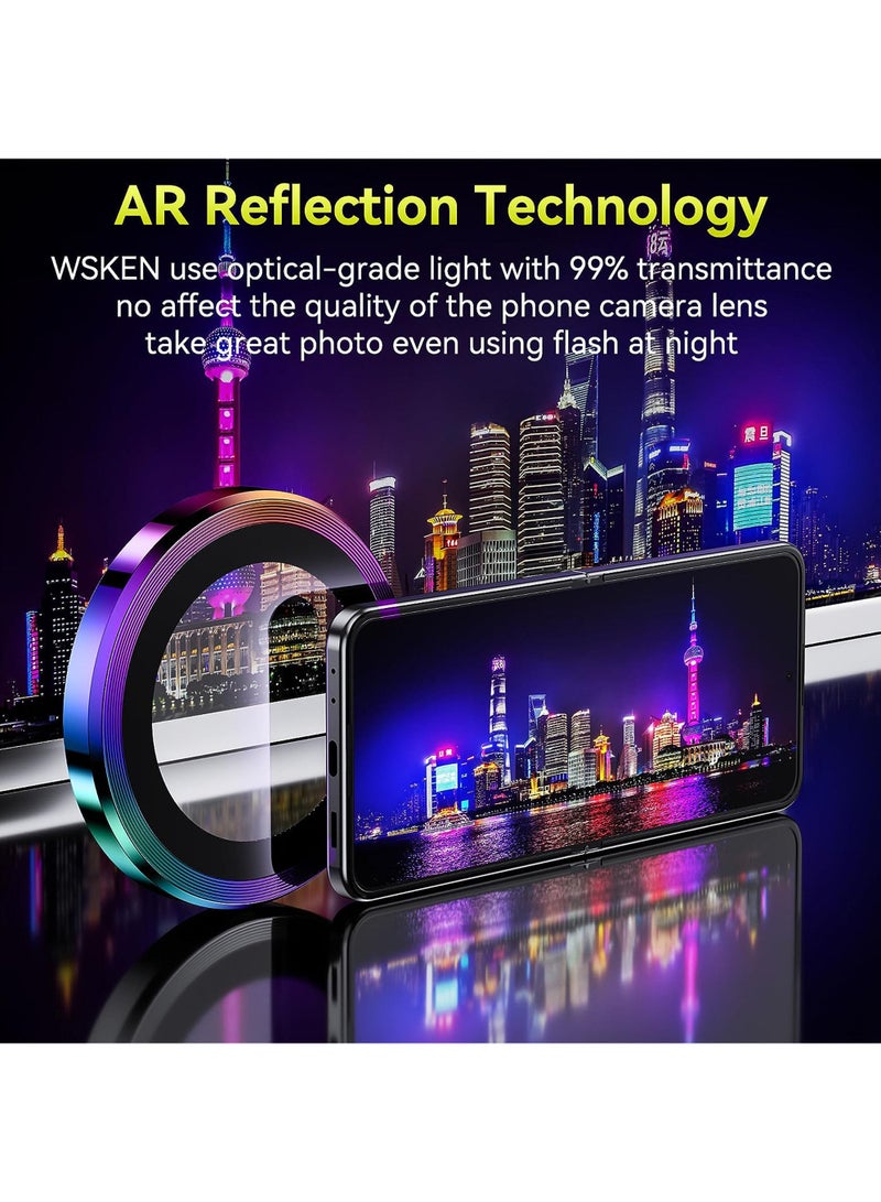 Rock Pow Z Flip 5 Camera Lens Protector Case Cover  Anti Scratch Ultra HD Tempered Metal Glass Camera Screen Protector Shockproof Film for Samsung Galaxy Z Flip 5 5G 2023 Accessories Colorful - Image 2