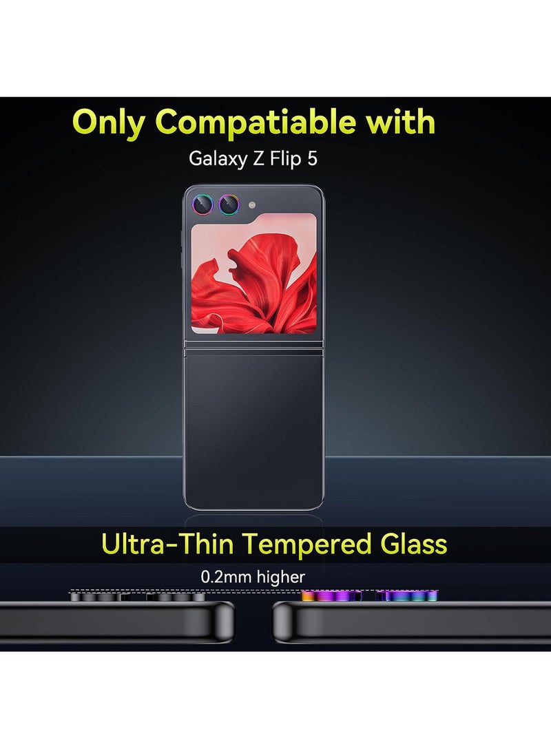 Rock Pow Z Flip 5 Camera Lens Protector Case Cover  Anti Scratch Ultra HD Tempered Metal Glass Camera Screen Protector Shockproof Film for Samsung Galaxy Z Flip 5 5G 2023 Accessories Colorful - Image 5